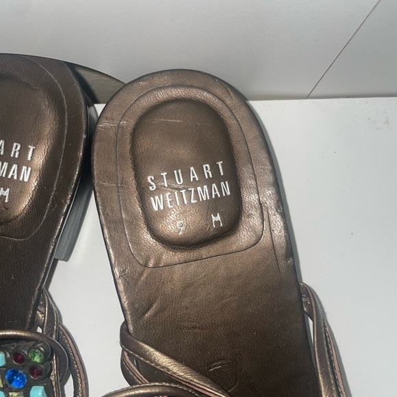 Lace up sandals bronze sandals beaded sandals embellished Brown sandals - Picture 5 of 9